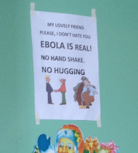 This photo was taken by Epidemic Intelligence Service disease detective Dr. Allison Arwady, MD MPH, when she was in Liberia investigating the Ebola outbreak in July.  